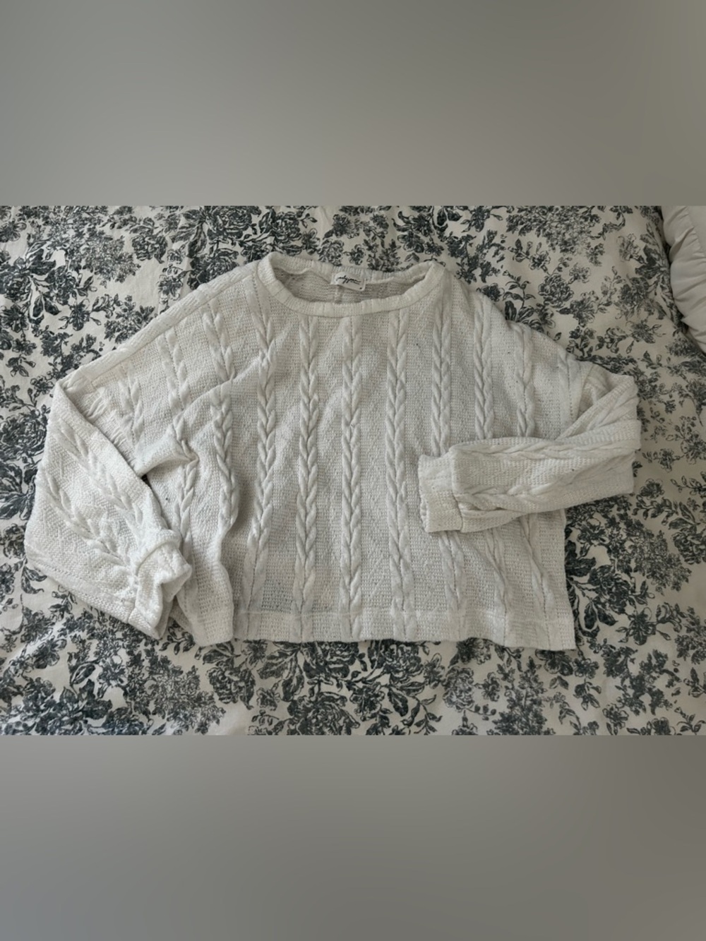 Carly Jean Los Angeles Cream Cable Knit Crewneck Sweater